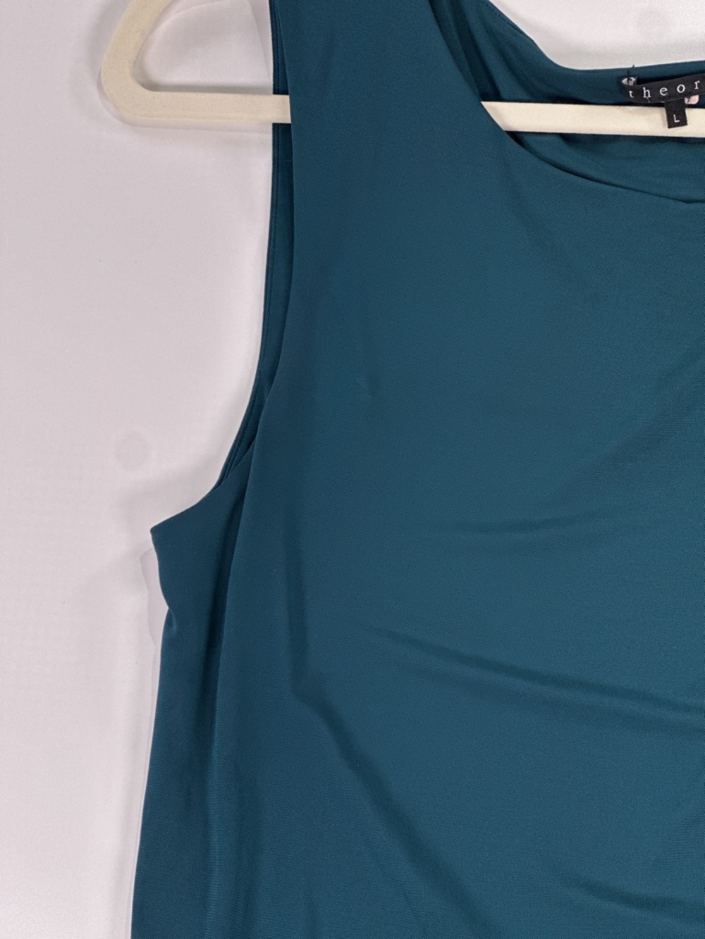 Theory Teal Asymmetrical Draped Tank Top Size Large - Picture 3 of 9